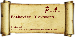 Petkovits Alexandra névjegykártya